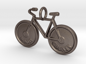 Door County Bicycle Pendant in Polished Bronzed Silver Steel