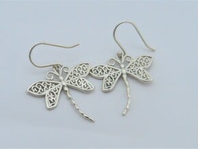 Dragonfly Earrings or pendant in Fine Detail Polished Silver