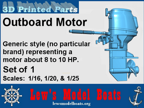 8 to 10HP Outboard Motor (generic style) in Smooth Fine Detail Plastic: 1:20