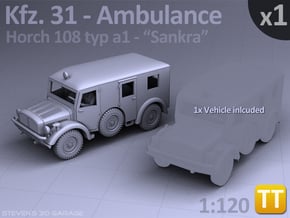 Ambulance Kfz 31 Horch - (1:120) TT in Tan Fine Detail Plastic