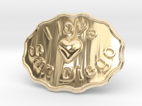 I Love San Diego Belt Buckle in 14k Gold Plated Brass