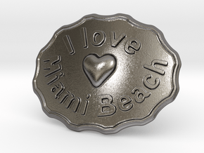 I Love Miami Beach Belt Buckle in Polished Nickel Steel