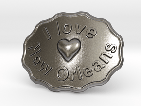 I Love New Orleans Belt Buckle in Polished Nickel Steel