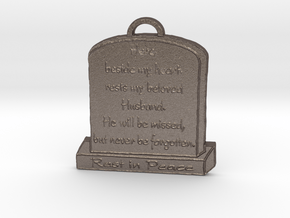 Memorial Pendant in Polished Bronzed Silver Steel: Large