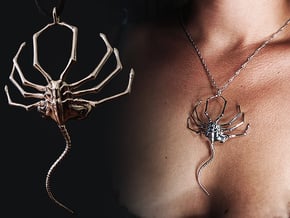 FaceHugger Pendant in Rhodium Plated Brass