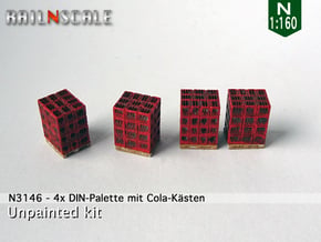 4x DIN-Palette mit Cola-kästen (N 1:160) in Tan Fine Detail Plastic