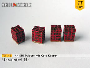 4x DIN-Palette mit Cola-kästen (TT 1:120) in Tan Fine Detail Plastic