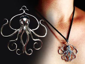 Cthulhu Sculpted Pendant in Rhodium Plated Brass