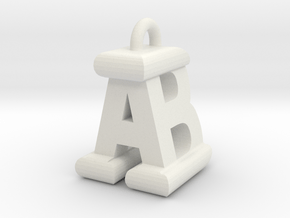 3D-Initial-AB in White Natural Versatile Plastic