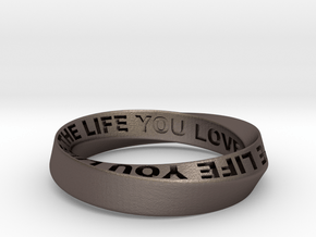 Live The Life You Love - Mobius Ring 4.5mm band in Polished Bronzed Silver Steel: 5.75 / 50.875