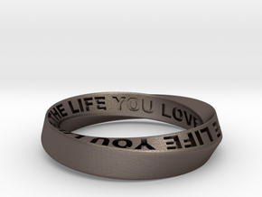 Live The Life You Love - Mobius Ring 4.5mm band in Polished Bronzed Silver Steel: 6.25 / 52.125