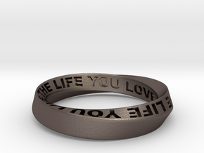 Live The Life You Love - Mobius Ring 4.5mm band in Polished Bronzed Silver Steel: 7.75 / 55.875