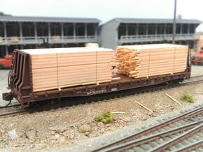 N Lumber Load For 5 Flat Cars: WOT, MTL, Athearn in Tan Fine Detail Plastic