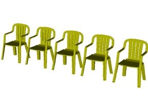 1/35 scale plastic chairs set x 5 in Clear Ultra Fine Detail Plastic