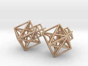 Entangled Hypercube Dangle Earring in 14k Rose Gold Plated Brass: Medium