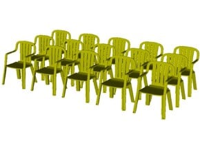 1/35 scale plastic chairs set x 15 in Clear Ultra Fine Detail Plastic