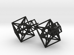 Entangled Hypercube Dangle Earring in Black Natural Versatile Plastic: Large