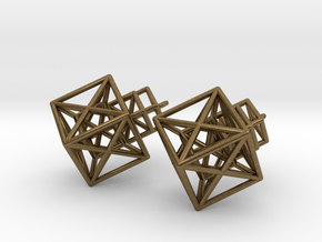 Entangled Hypercube Dangle Earring in Natural Bronze: Medium