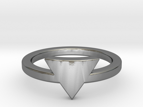 Small Triangle Midi Ring in Polished Silver