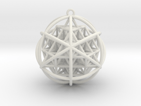 Planetary Merkaba Sphere w/ nested 64 Tetrahedron  in White Natural Versatile Plastic
