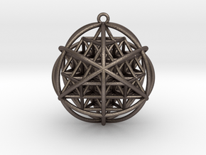 Planetary Merkaba Sphere w/ nested 64 Tetrahedron  in Polished Bronzed Silver Steel