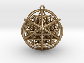 Planetary Merkaba Sphere w/ nested 64 Tetrahedron  in Polished Gold Steel