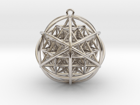 Planetary Merkaba Sphere w/ nested 64 Tetrahedron  in Rhodium Plated Brass