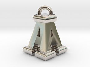 3D-Initial-AA in Rhodium Plated Brass