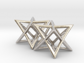 Star of David Earrings in Rhodium Plated Brass: Small