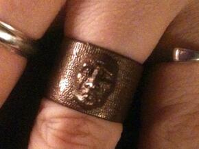 Creepy Face Ring size 9 in Polished Bronzed Silver Steel