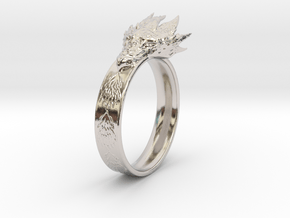 Dragon Ring (Size 8) in Rhodium Plated Brass