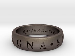 Size 10.5 Sir Francis Drake, Sic Parvis Magna Ring in Polished Bronzed Silver Steel