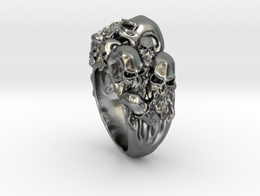Skull Biker ring RS005000002 in Polished Silver: 6 / 51.5