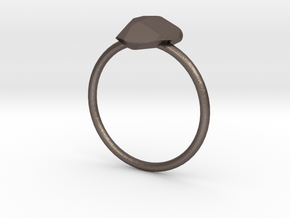 Ice Heart Ring in Polished Bronzed Silver Steel