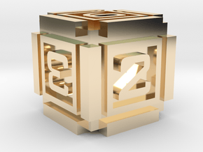 Cubic D6 - 16mm die in 14k Gold Plated Brass