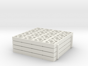 1/25 scale Breezeblocks style A, 4x4 panel x4 in White Natural Versatile Plastic