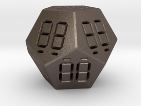 7 Segment Style D12 Die in Polished Bronzed Silver Steel