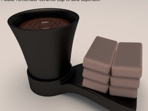 Mug coaster with side dish (smaller version) in Black Natural Versatile Plastic