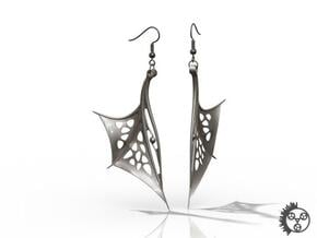 Wing Earrings - Fishhooks in Polished Bronzed Silver Steel