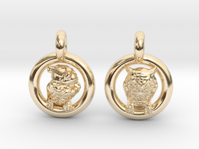Owl Earrings in 14K Yellow Gold