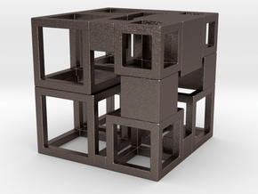 Perfect Cubed Cube Frame 43-19-1 in Polished Bronzed Silver Steel