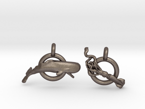 Whale V Squid earrings in Polished Bronzed Silver Steel