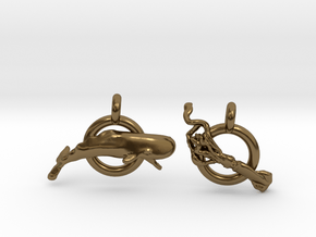 Whale V Squid earrings in Polished Bronze