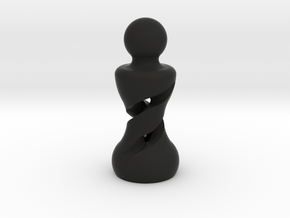 Chess Pawn Double Helix in Black Natural Versatile Plastic: Medium