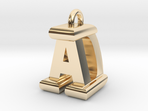 3D-Initial-AD in 14k Gold Plated Brass