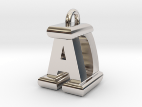 3D-Initial-AD in Rhodium Plated Brass