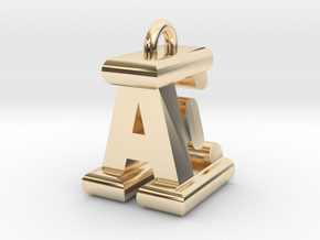 3D-Initial-AE in 14k Gold Plated Brass