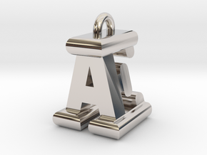 3D-Initial-AE in Rhodium Plated Brass