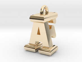 3D-Initial-AF in 14K Yellow Gold