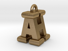3D-Initial-AH in Polished Gold Steel